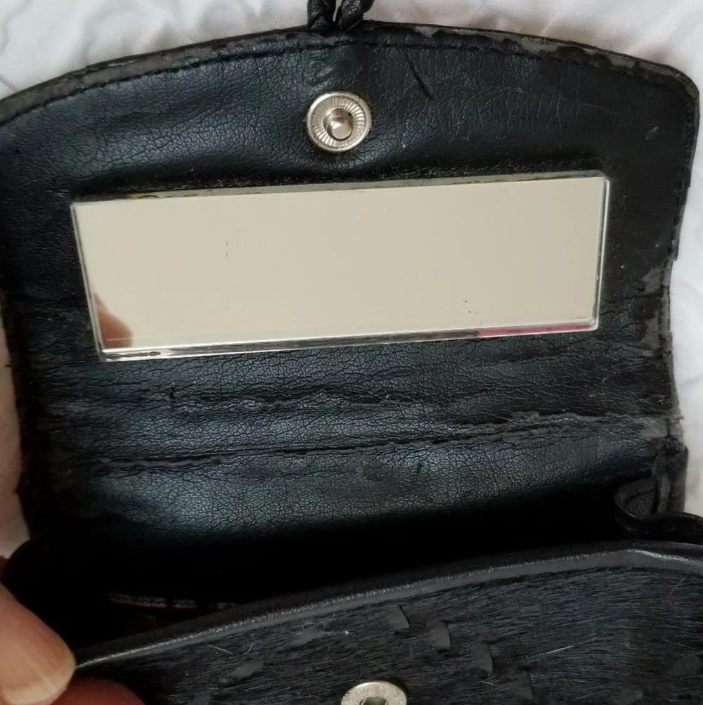 Brighton Black Leather & horse hair coin purse